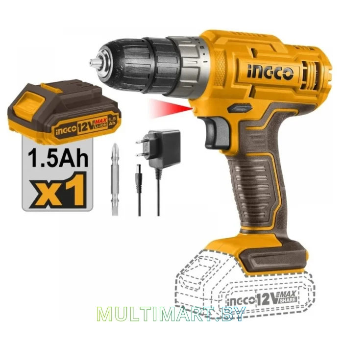 Дрель-шуруповерт Ingco CDLI1218 (с 1-им АКБ)